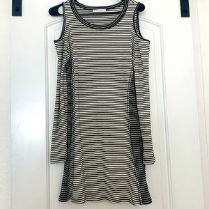 Fitted mini dress with cold shoulder detailing